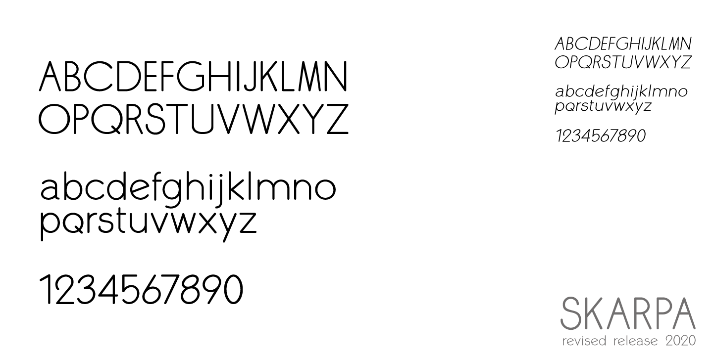 Ejemplo de fuente Skarpa Medium Italic
